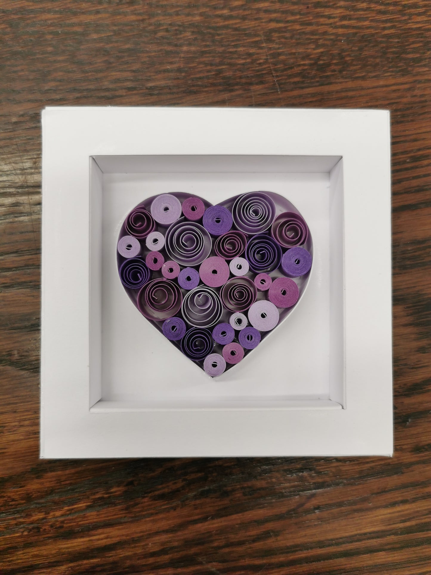Purple Quilled Heart in Paper Frame