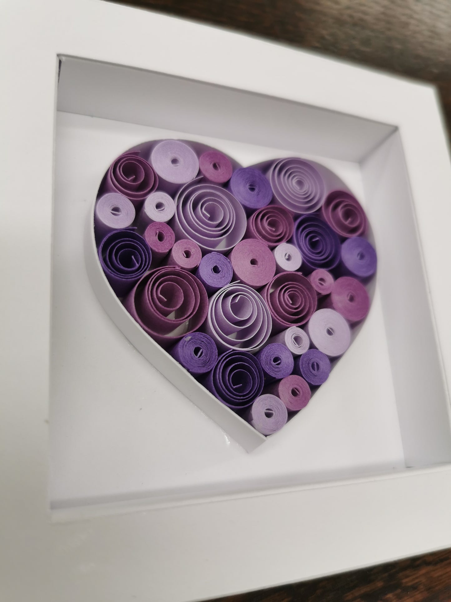 Purple Quilled Heart in Paper Frame