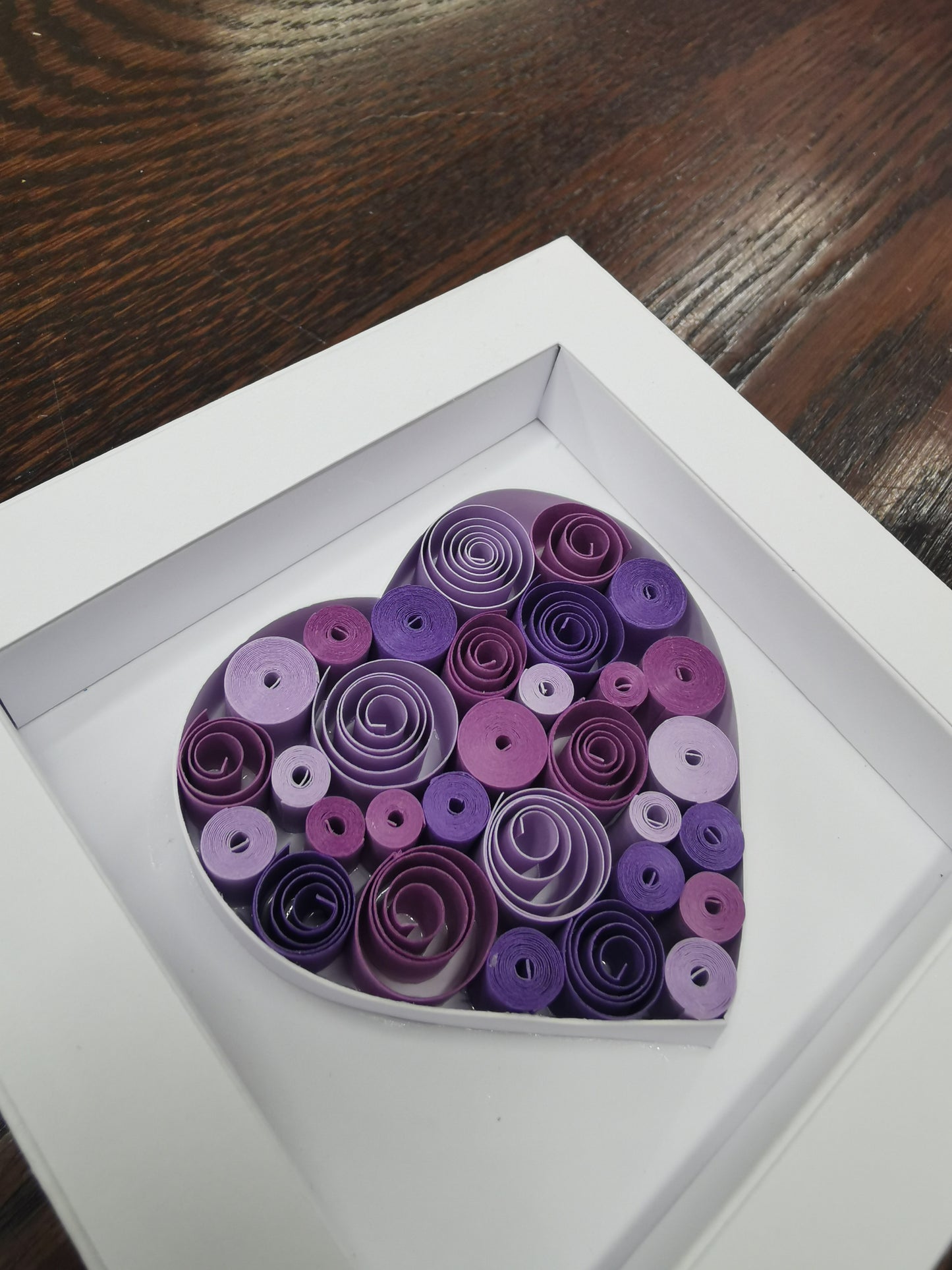 Purple Quilled Heart in Paper Frame