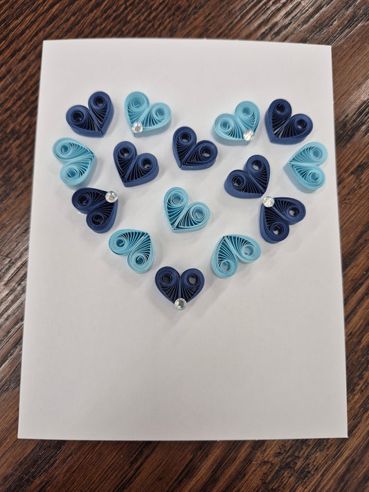 Quilled Hearts in Blue