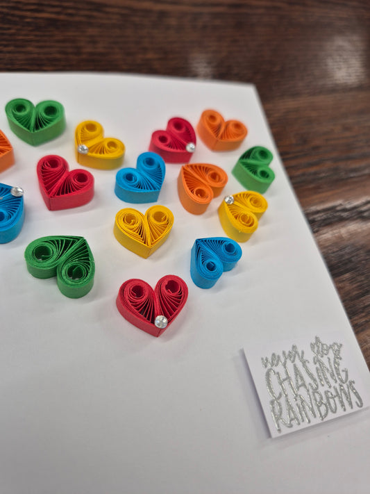 Quilled Hearts in Rainbow