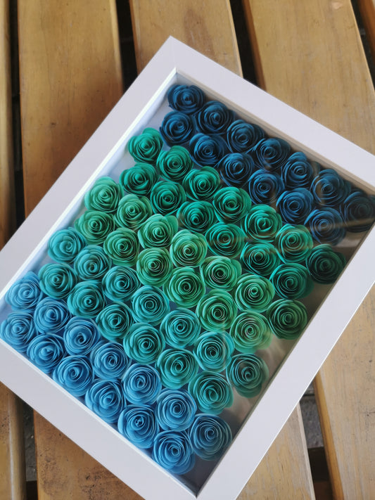 Framed Rolled Paper Roses