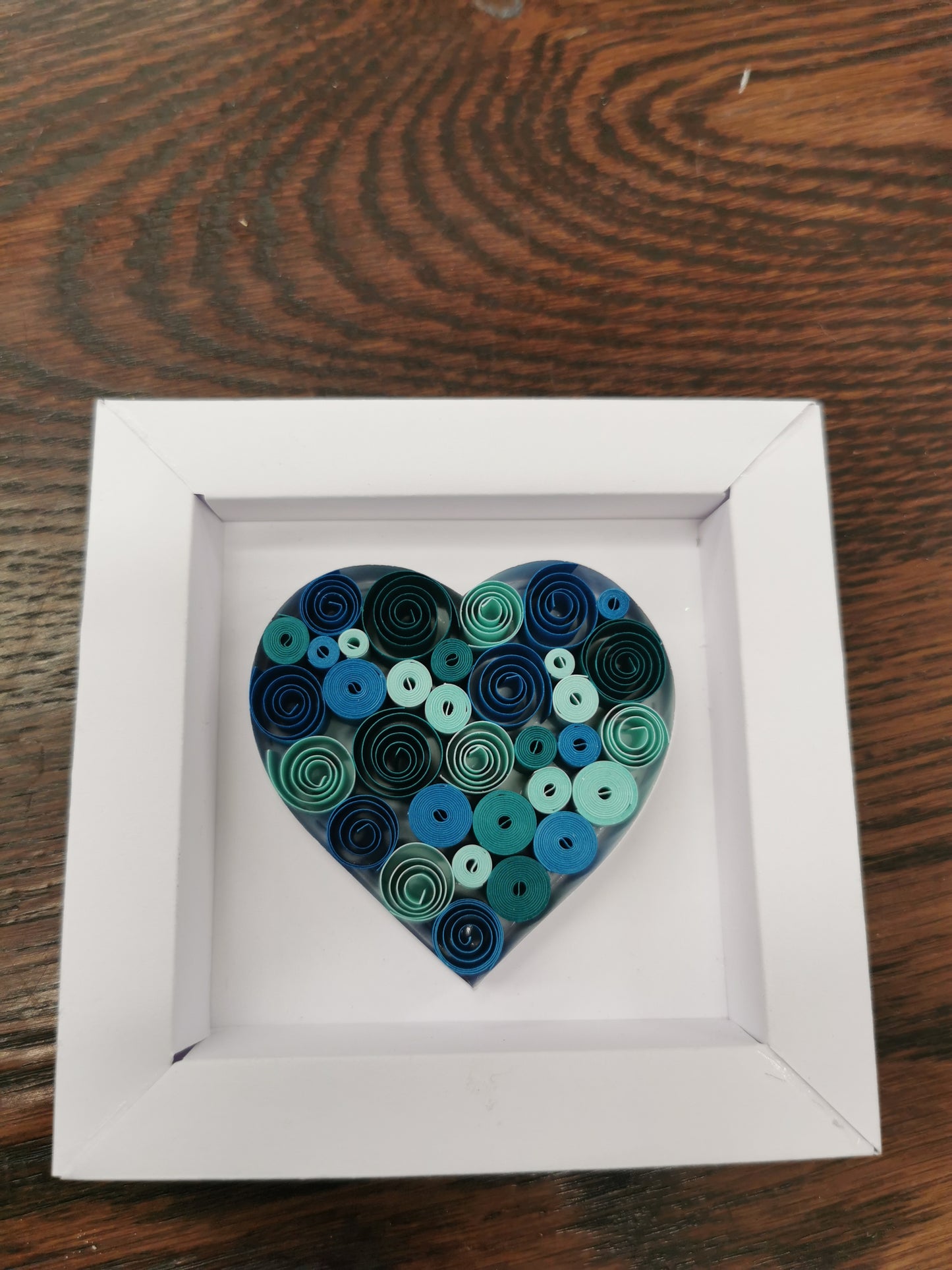 Teal Quilled Heart in Paper Frame