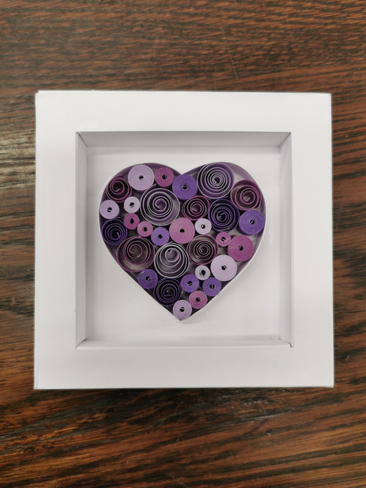 Purple Quilled Heart in Paper Frame