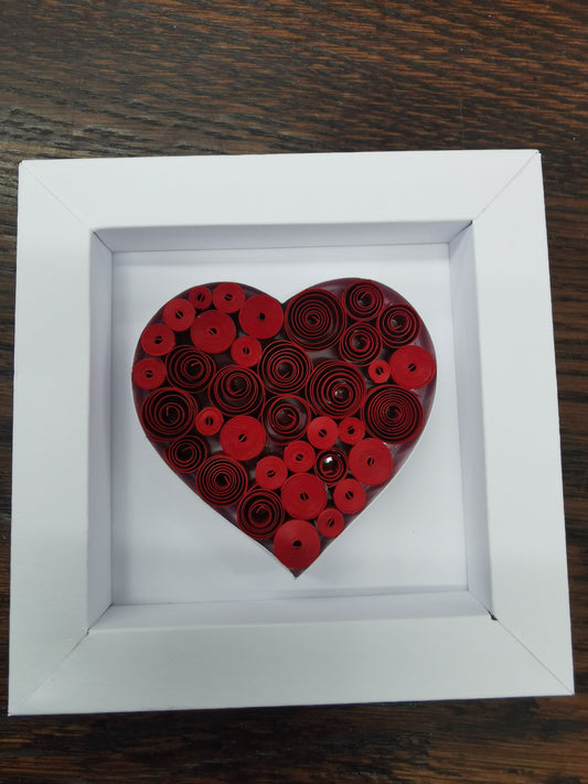 Red Quilled Heart in Paper Frame